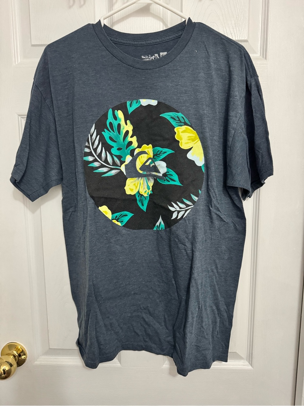 Quiksilver Navy Short-Sleeve Tee with Yellow & Teal Floral Circle